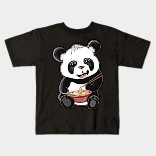 Panda bear,panda eats ramen,ramen lover,panda lover Kids T-Shirt